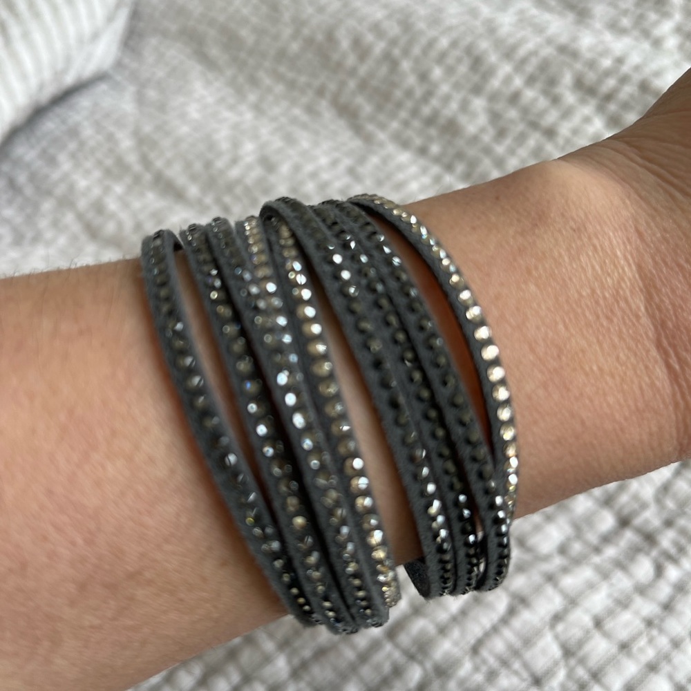Beautiful gray and silver wrap bracelet